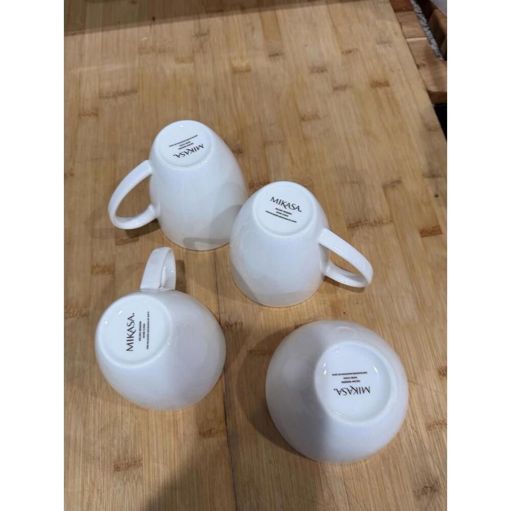 Mikasa Delray Modern White Bone China Coffee Mug Cup & Bowl Set Of 4 * - Picture 11 of 14